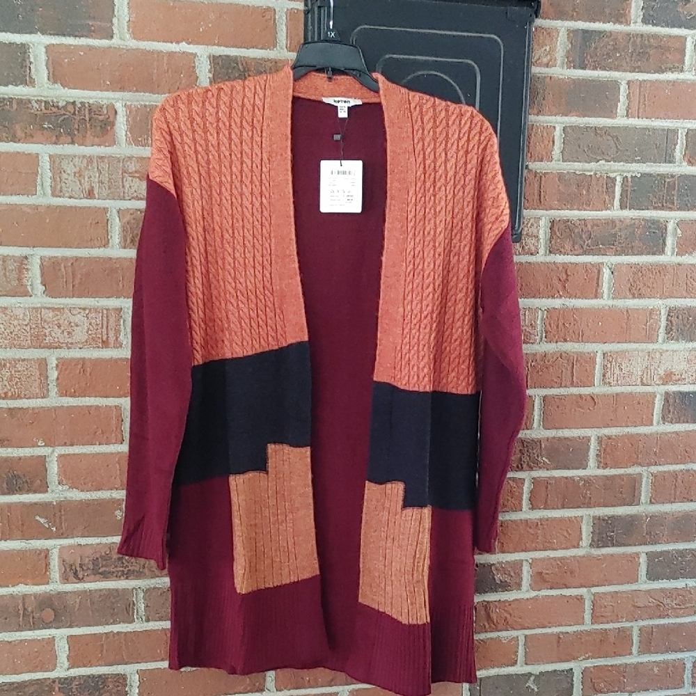Koton Colorblock Open Front City Fishing Cardigan Size M US